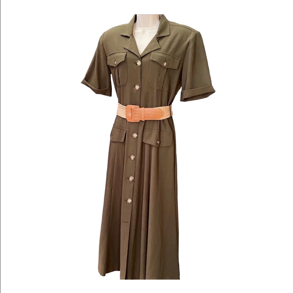 Vintage shirt dress from Braemar by Jeremy Scott  Olive green. Size 7/8